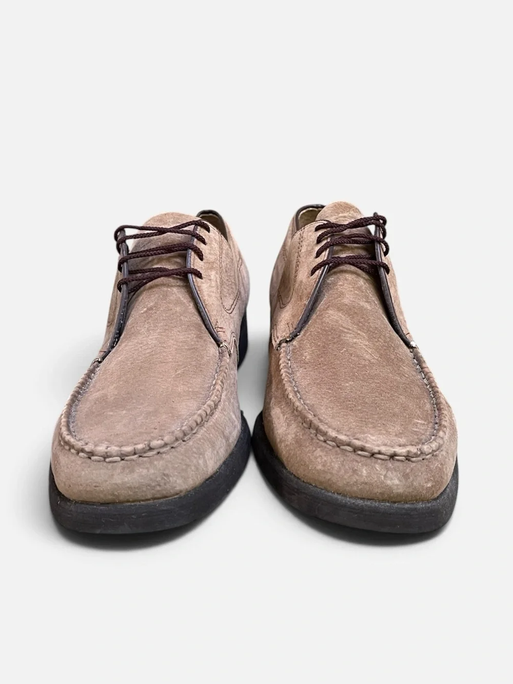 Hush Puppies Vintage Tan Suede Moc Toe Oxfords Derby Shoe Men’s Sz 12M